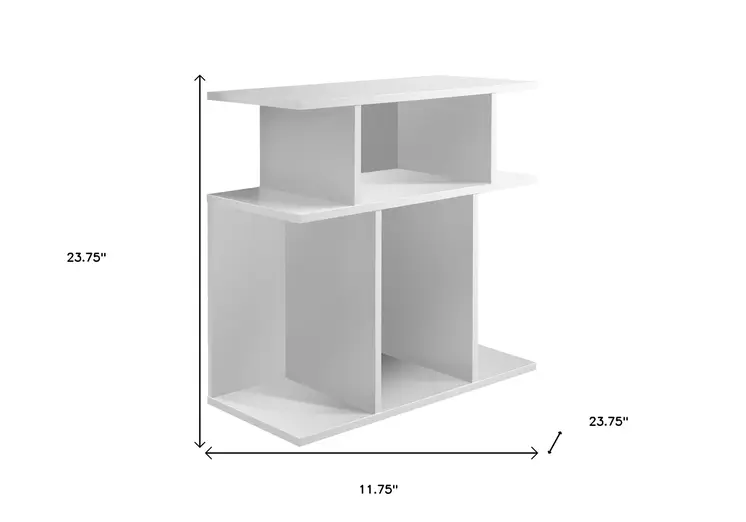 24" White Wood End Table With Six Open Shelves