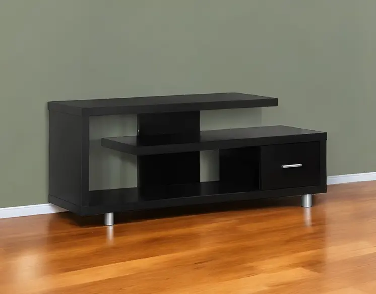 60" Dark Brown Cabinet Enclosed Storage TV Stand
