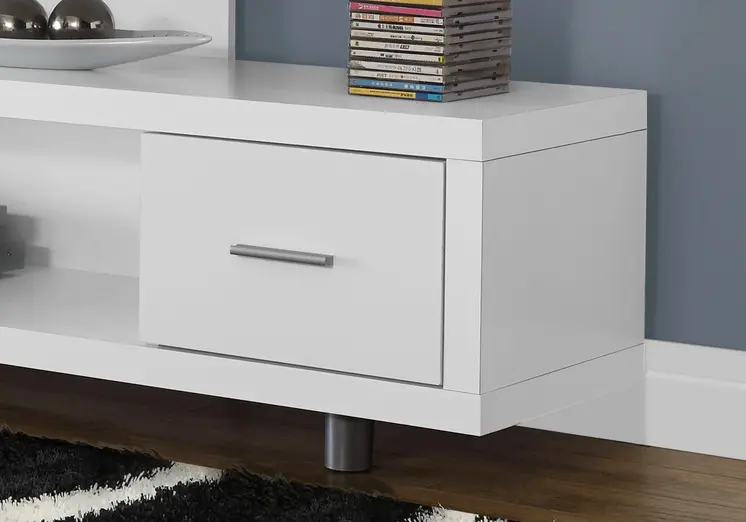 60" White Open Shelving TV Stand
