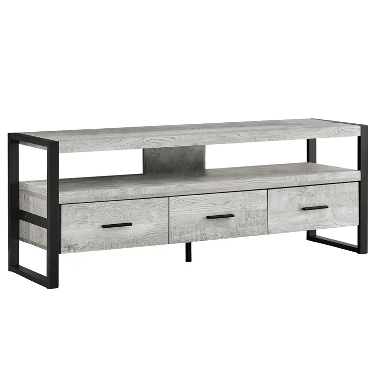 59" Black and Gray Cabinet Enclosed Storage TV Stand