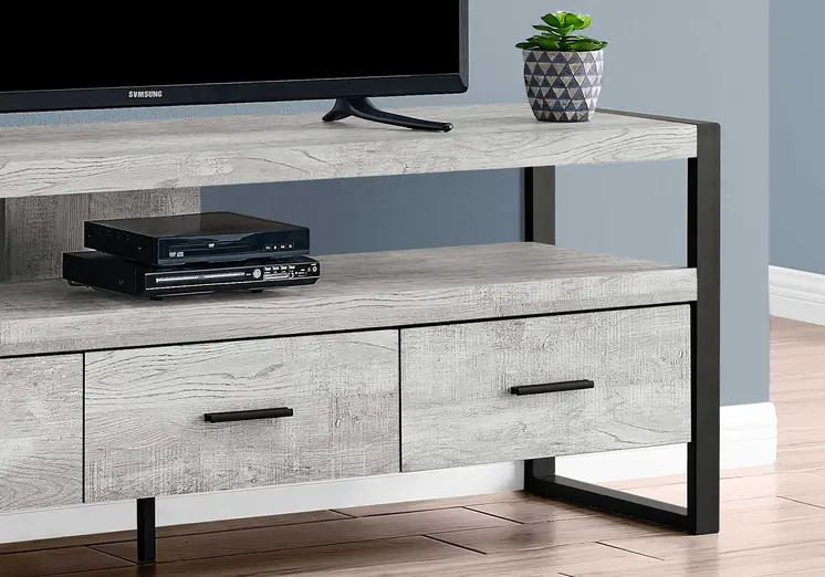 59" Black and Gray Cabinet Enclosed Storage TV Stand