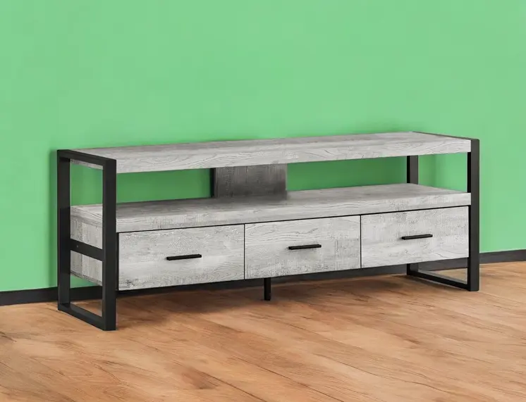 59" Black and Gray Cabinet Enclosed Storage TV Stand