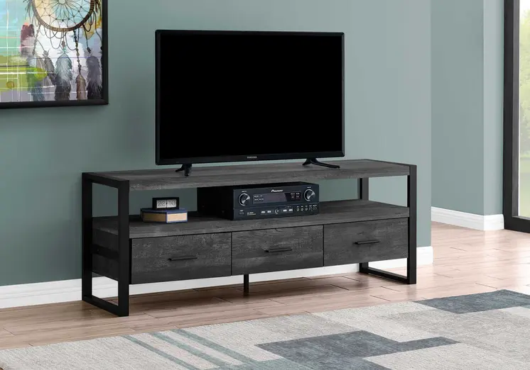 59" Black Cabinet Enclosed Storage TV Stand