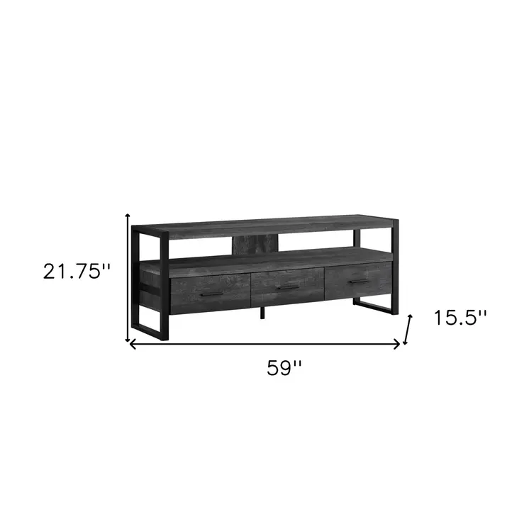 59" Black Cabinet Enclosed Storage TV Stand