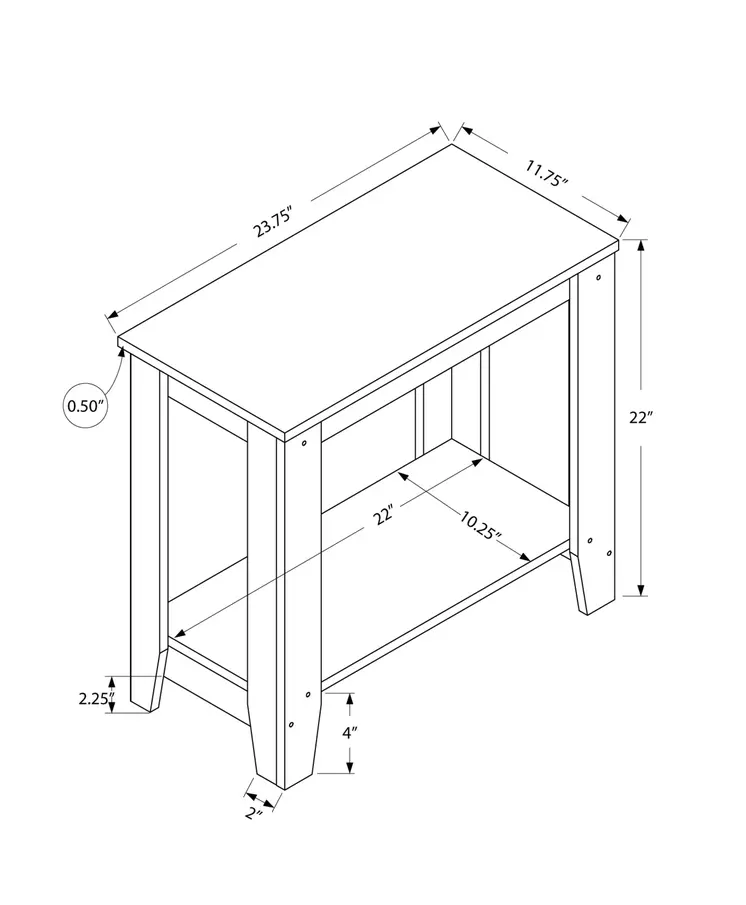 22" Deep Taupe End Table With Shelf