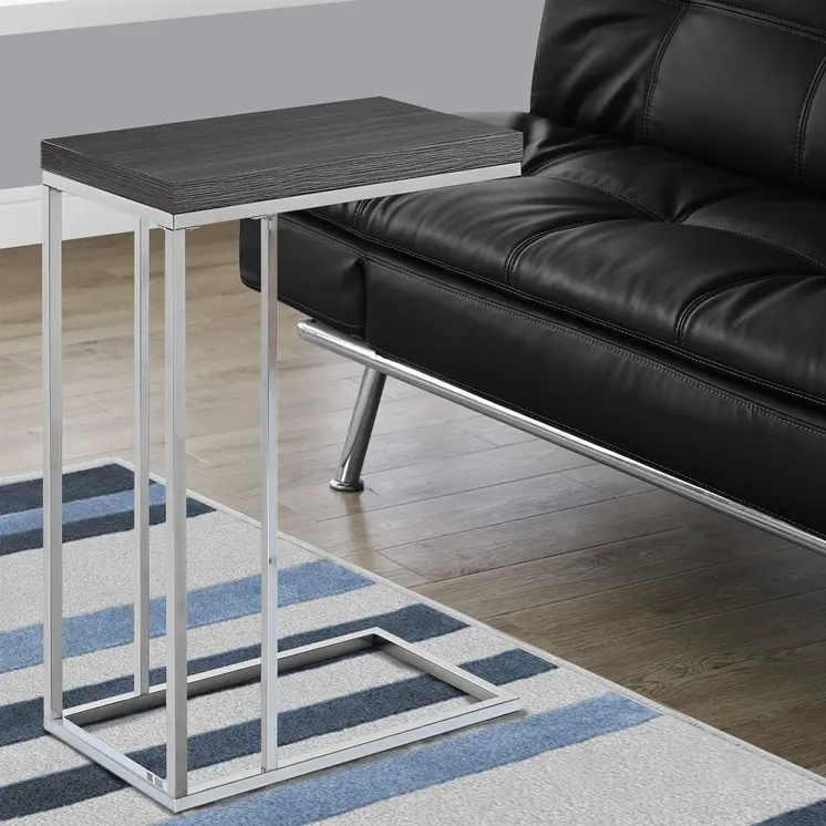 18.25" X 10.25" X 25.25" Grey Particle Board Metal  Accent Table