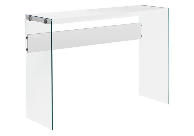 44" White and Clear Solid Console Table