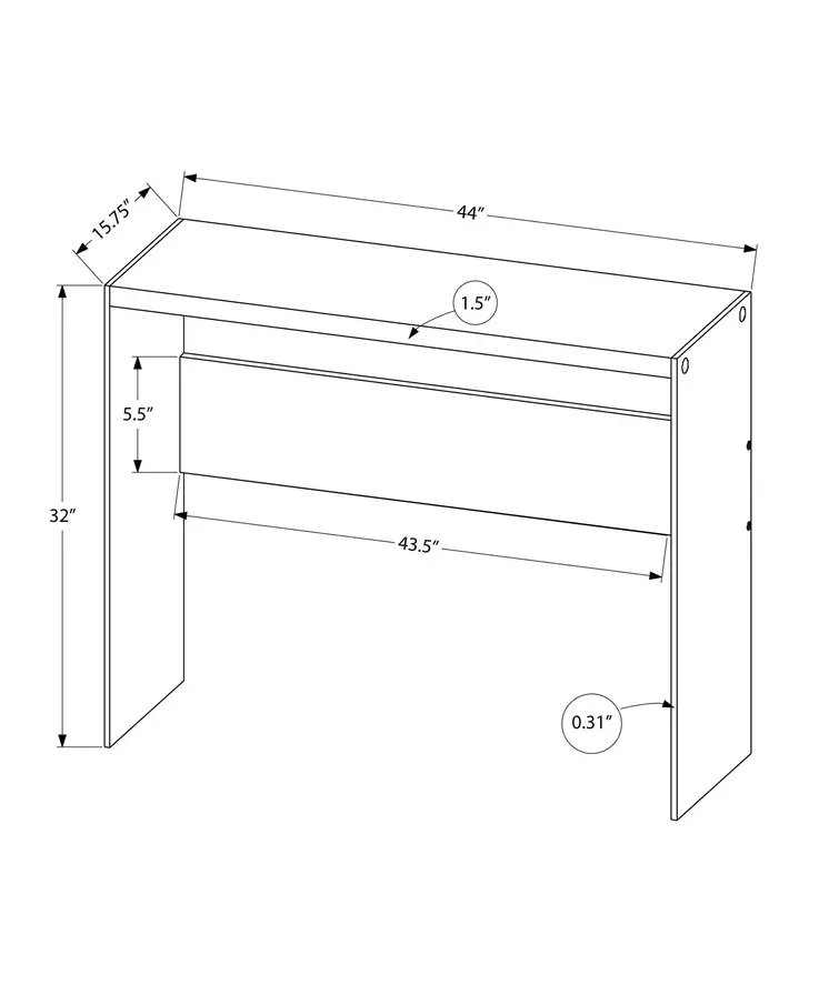 44" White and Clear Solid Console Table