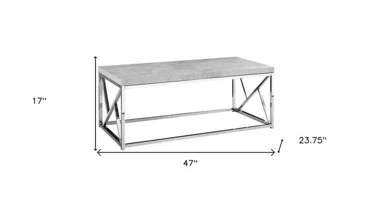 47" Gray And Silver Iron Coffee Table