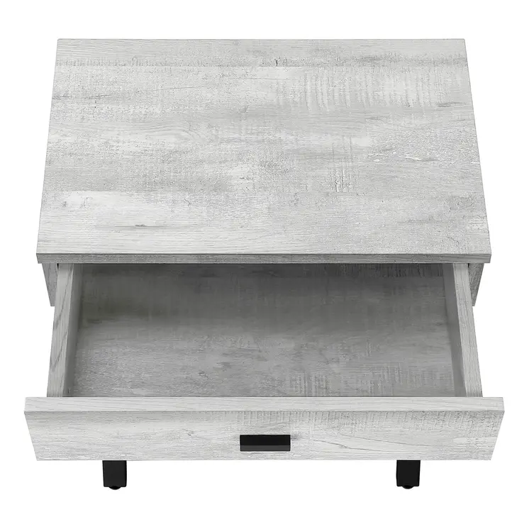 22" Black And Gray Wood And Metal End Table With Drawer