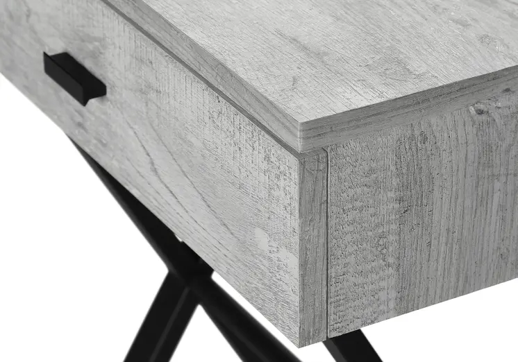 22" Black And Gray Wood And Metal End Table With Drawer