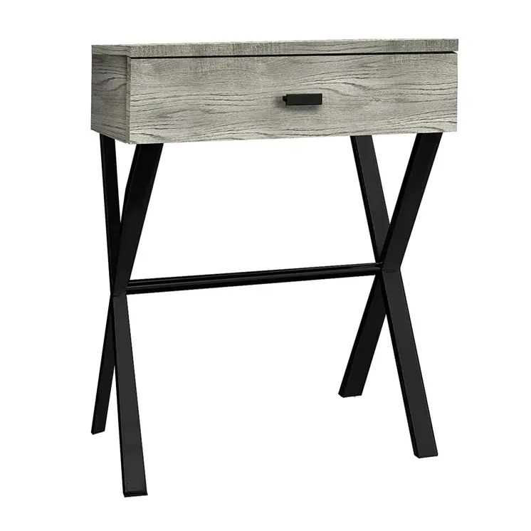 22" Black And Gray Wood And Metal End Table With Drawer