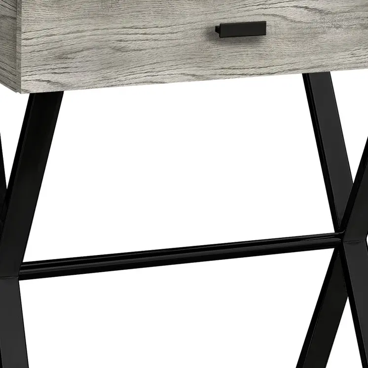 22" Black And Gray Wood And Metal End Table With Drawer