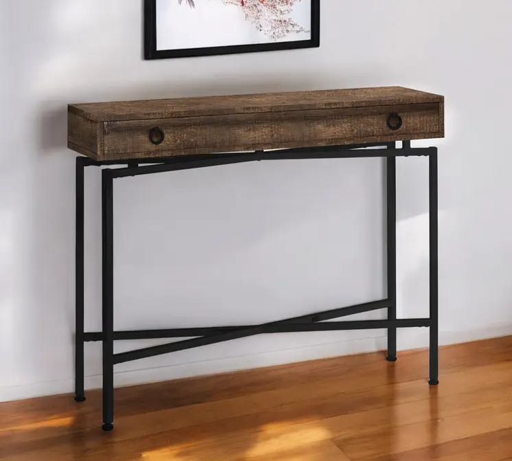 43" Brown And Black Cross Leg Console Table