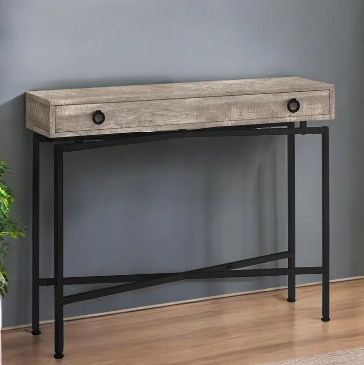 43" Taupe And Black Cross Leg Console Table