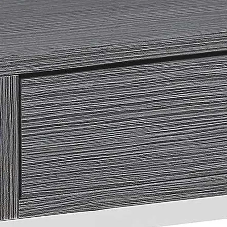 24" Silver And Gray Wood And Metal End Table With Drawer And Shelf
