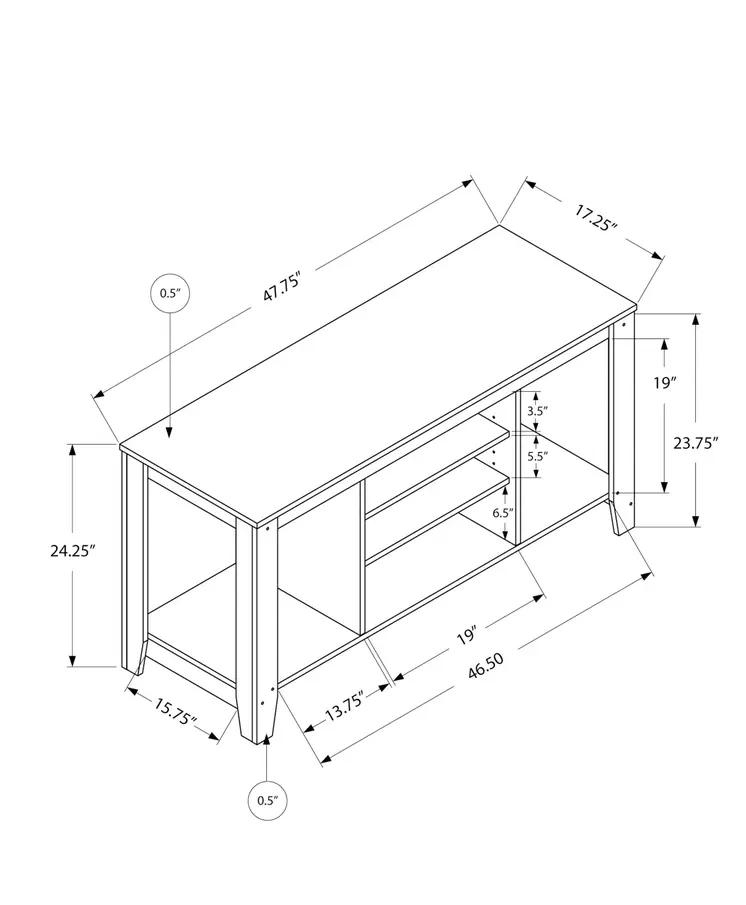 48" Taupe Wood Open Shelving TV Stand