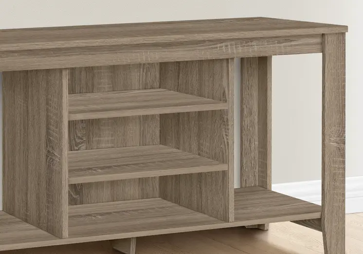 48" Taupe Wood Open Shelving TV Stand