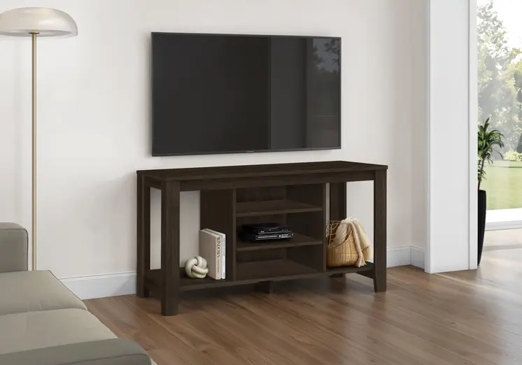 48" Dark Brown Open shelving TV Stand
