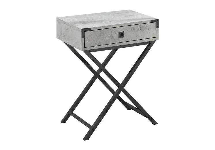 24" Black And Gray Wood And Metal End Table With Drawer