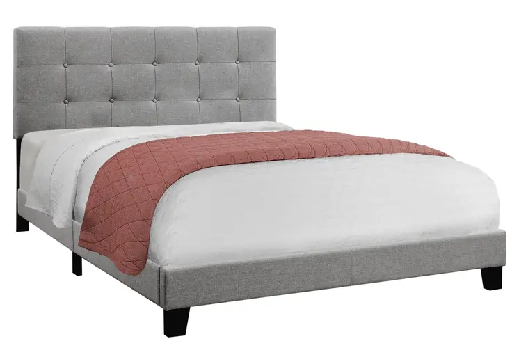 Gray Queen Tufted Upholstered Bed Frame