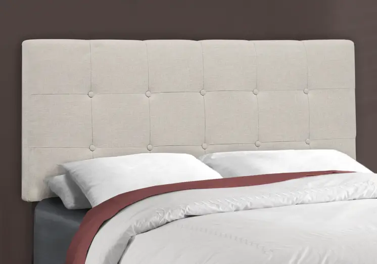 Beige Full Tufted Upholstered Bed Frame