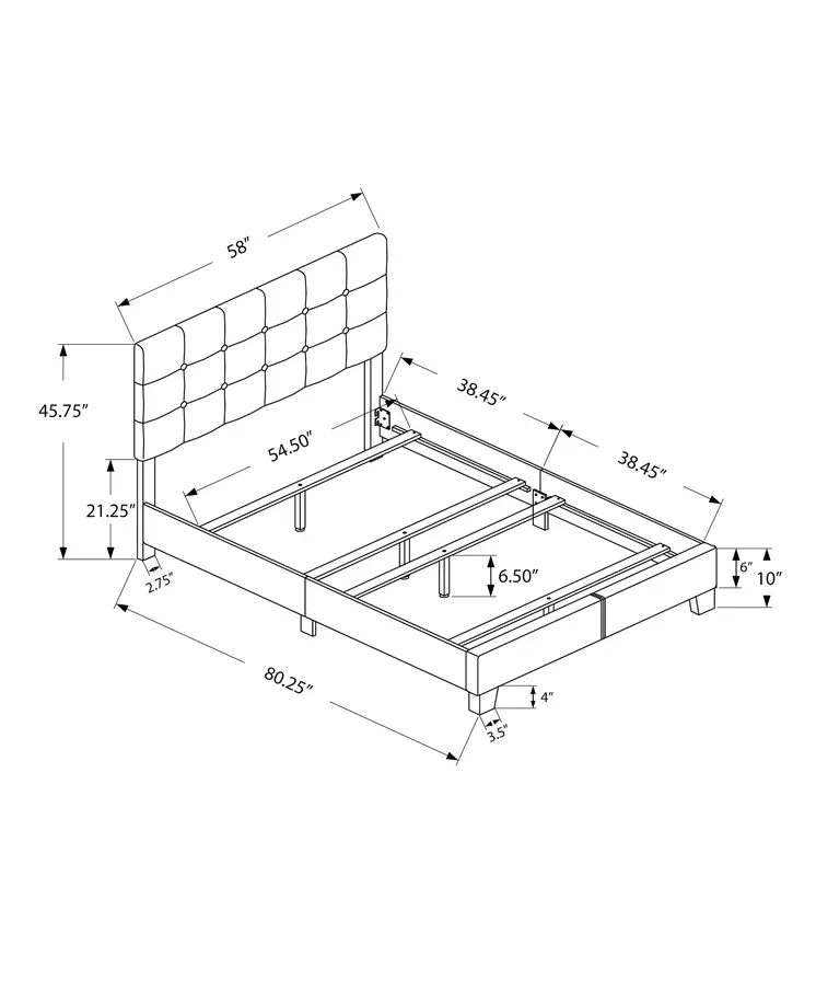 Beige Full Tufted Upholstered Bed Frame