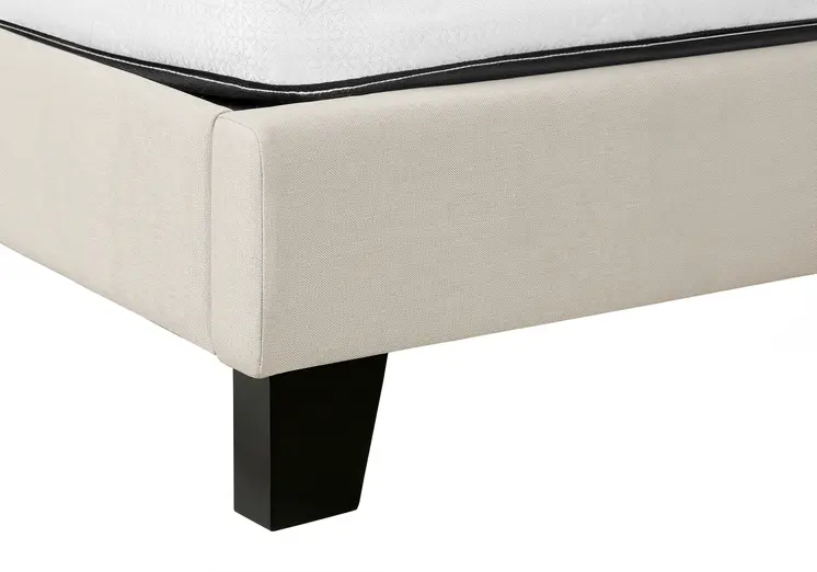 Beige Queen Upholstered Bed Frame
