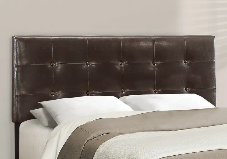 Dark Brown Solid Wood Queen Tufted Upholstered Linen Bed Frame with Nailhead Trim