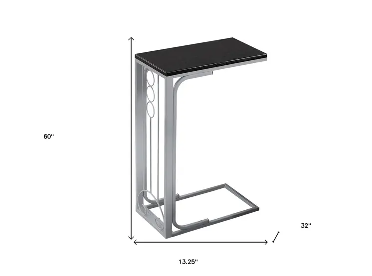 60" Gray And Black Wood And Metal End Table