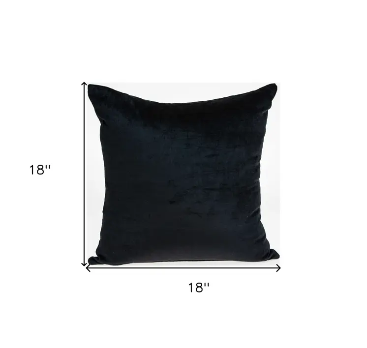 18" X 7" X 18" Transitional Black Solid Pillow Cover With Poly Insert