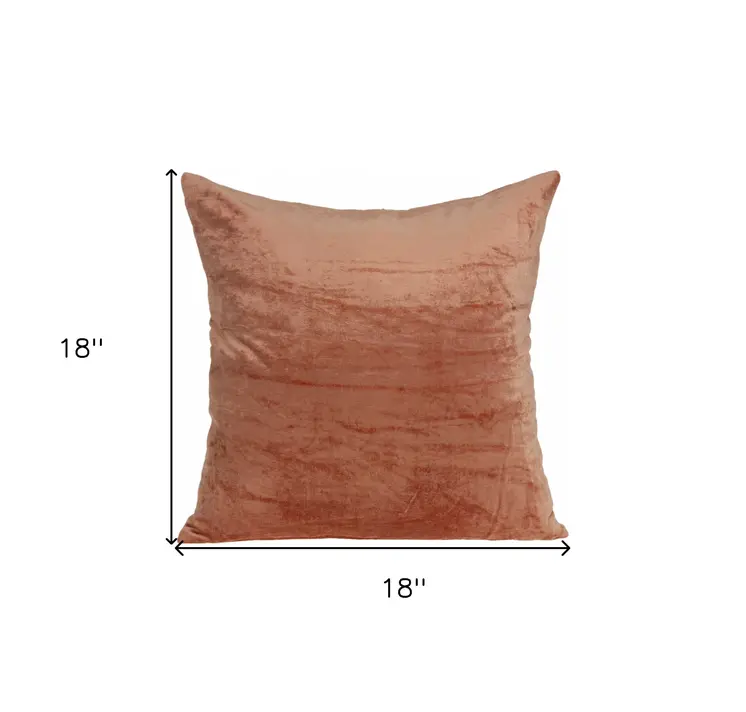 18" X 7" X 18" Transitional Orange Solid Pillow Cover With Poly Insert