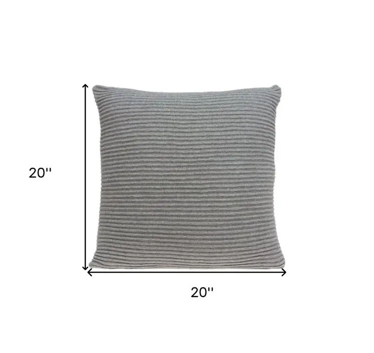 20" X 7" X 20" Elegant Transitional Gray Pillow Cover With Poly Insert