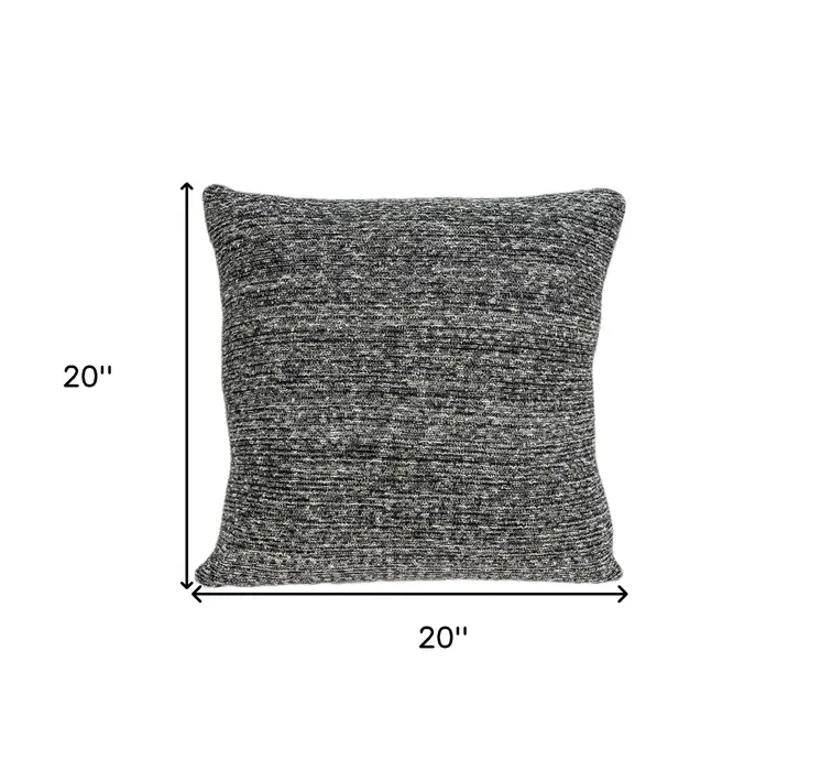 20" Charcoal Woven Cotton Blend Throw Pillow