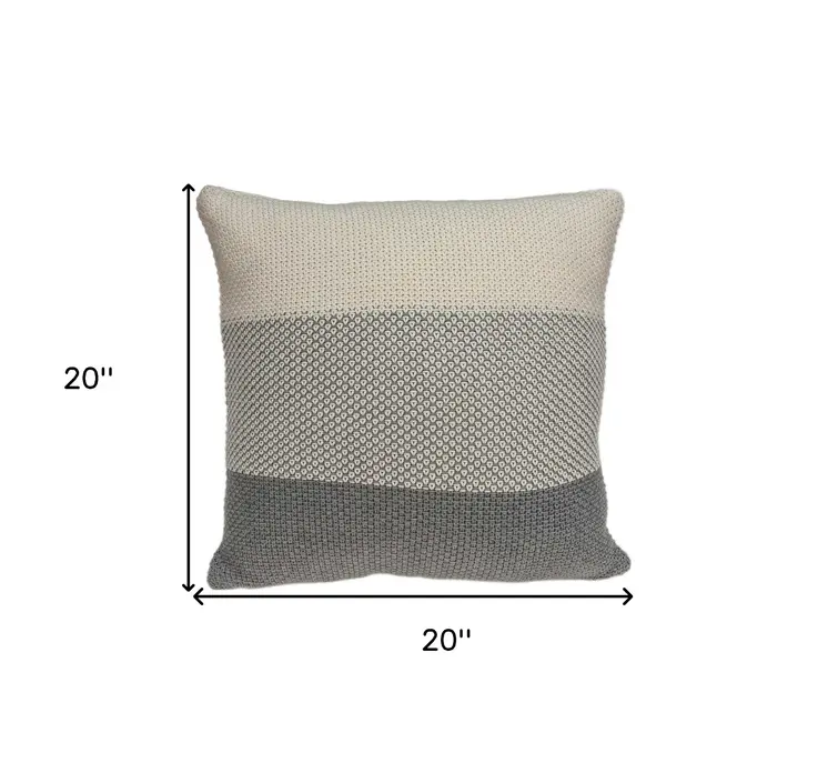20" X 7" X 20" Transitional Tan Cotton Pillow Cover With Poly Insert