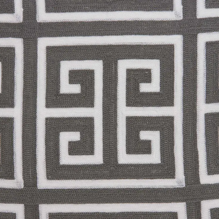 20" Gray and White Greek Key Cotton Throw Pillow