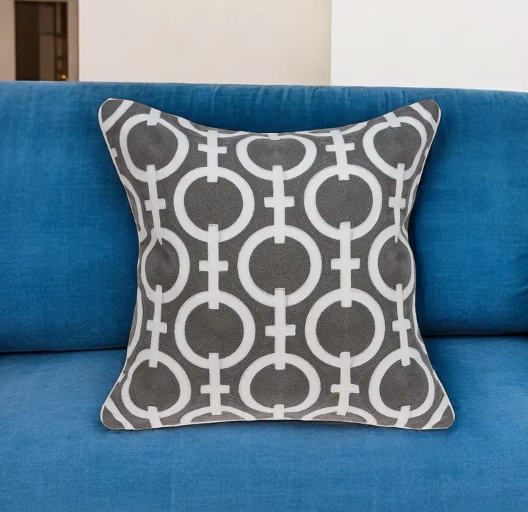 20" X 7" X 20" Transitional Gray And White Accent Pillow Cover With Poly Insert