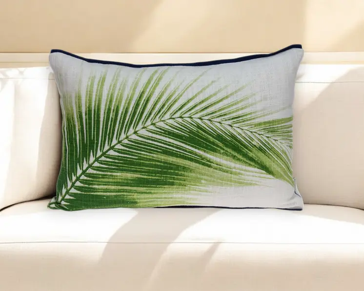 20" X 6" X 14" Cool Tropical Green Pillow Cover With Poly Insert