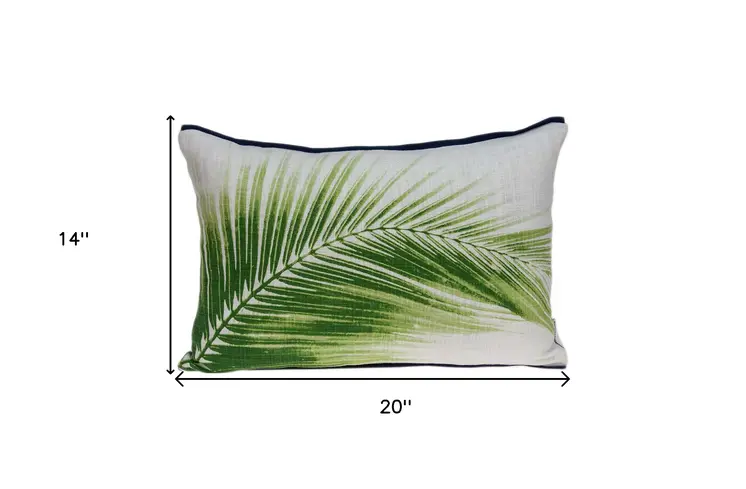 20" X 6" X 14" Cool Tropical Green Pillow Cover With Poly Insert