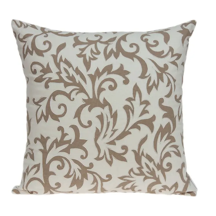 20" Beige Cotton Throw Pillow Cover