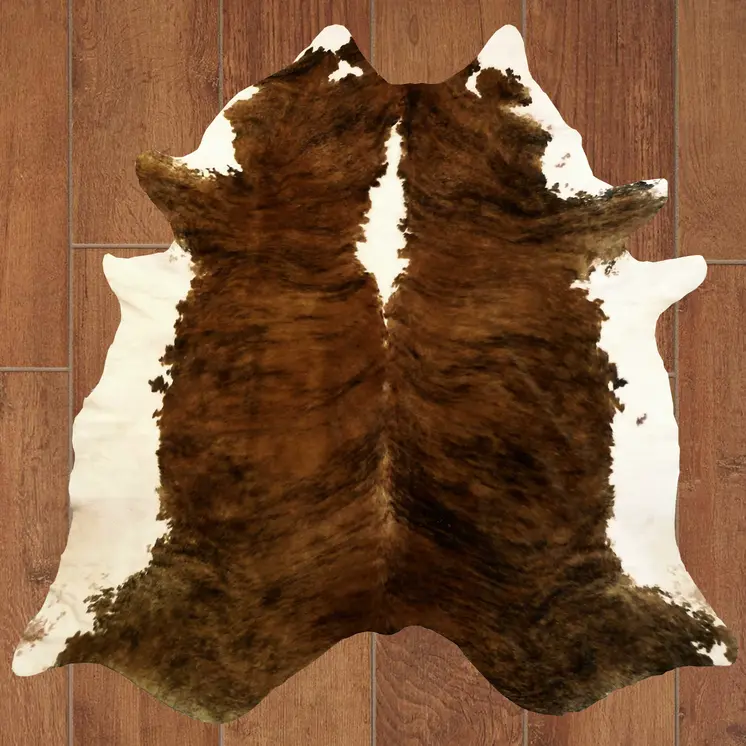 5' X 6' Brown And White Cowhide Handmade Area Rug