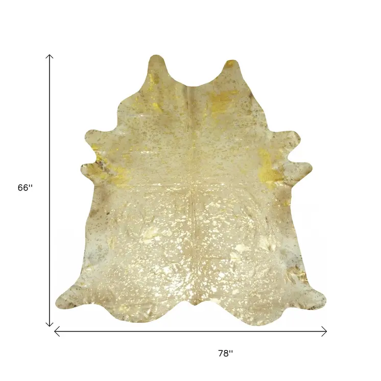 5' X 6' Gold Cowhide Handmade Area Rug