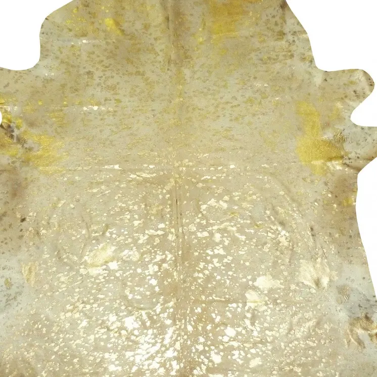 5' X 6' Gold Cowhide Handmade Area Rug