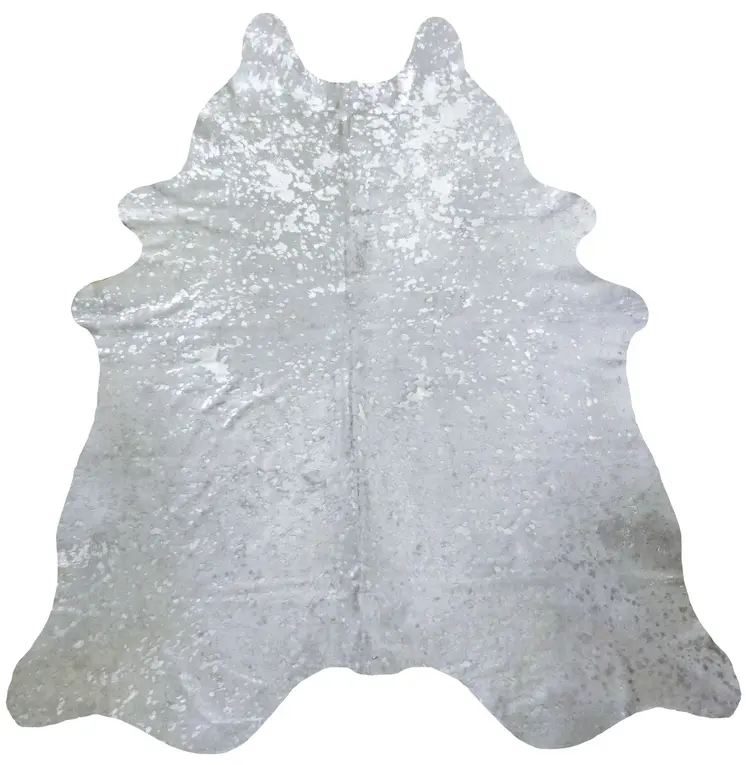 5' X 6' Silver Cowhide Handmade Area Rug