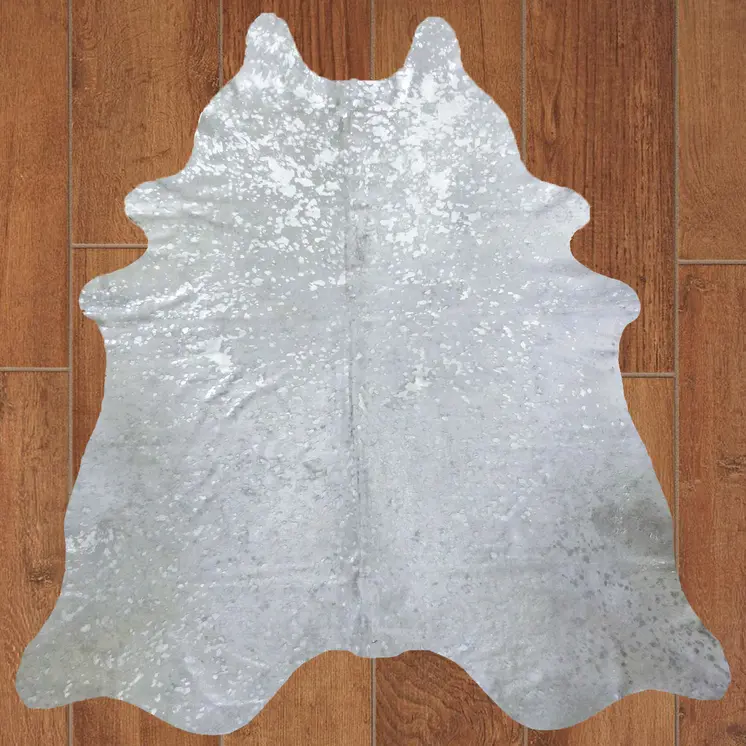 5' X 6' Silver Cowhide Handmade Area Rug