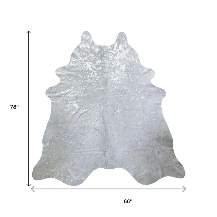 5' X 6' Silver Cowhide Handmade Area Rug
