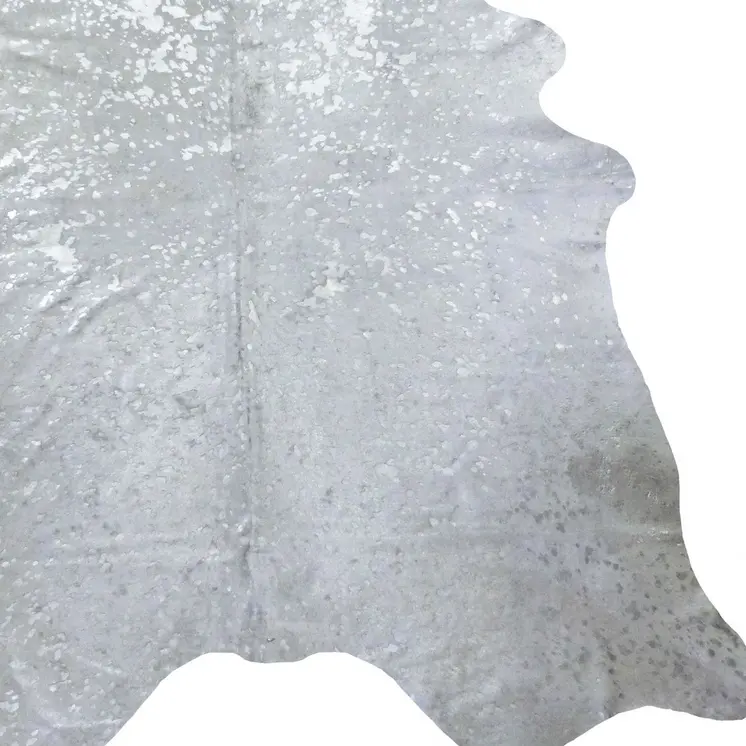 5' X 6' Silver Cowhide Handmade Area Rug