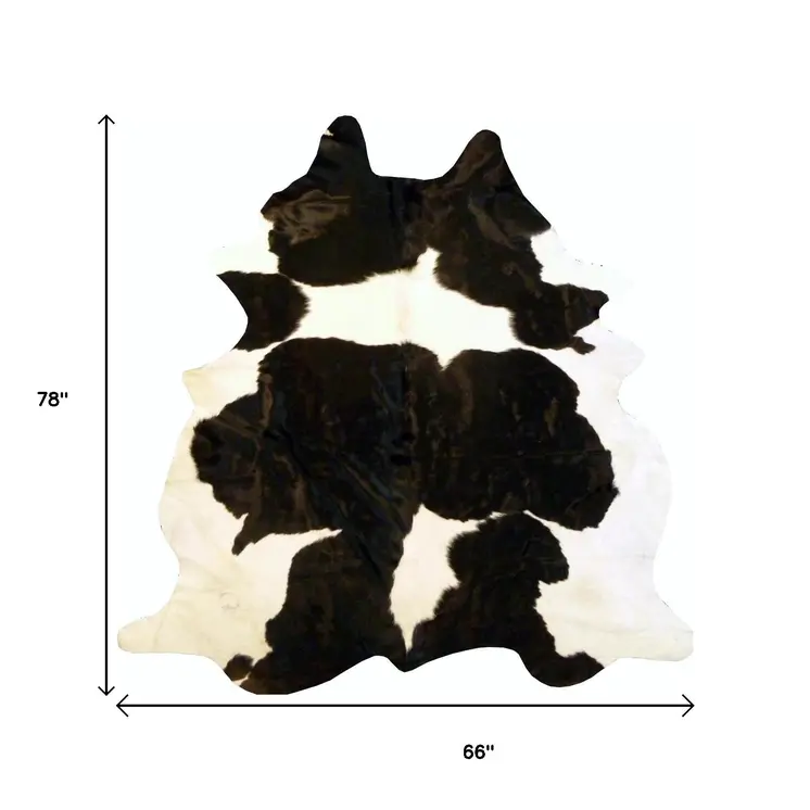 5' X 6' Brown And White Cowhide Handmade Area Rug