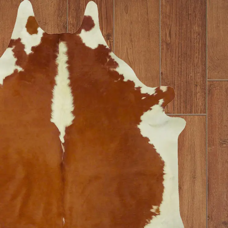 6' X 7' Brown And White Cowhide Handmade Area Rug