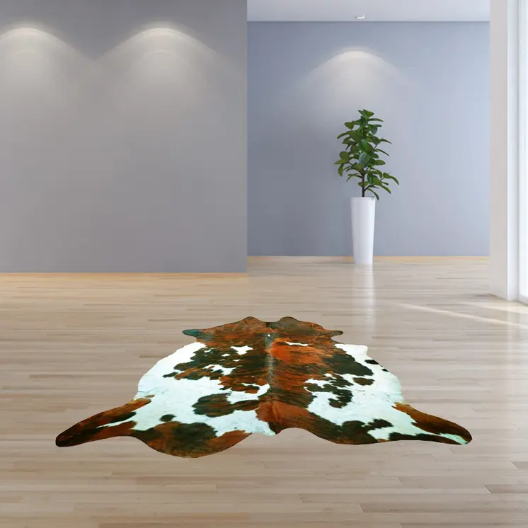 5' X 6' Brown And White Cowhide Handmade Area Rug